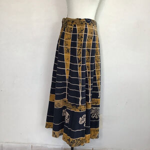 BELMA NEW YORK Women Stylish Navy Gold Elephant Print Maxi Skirt M